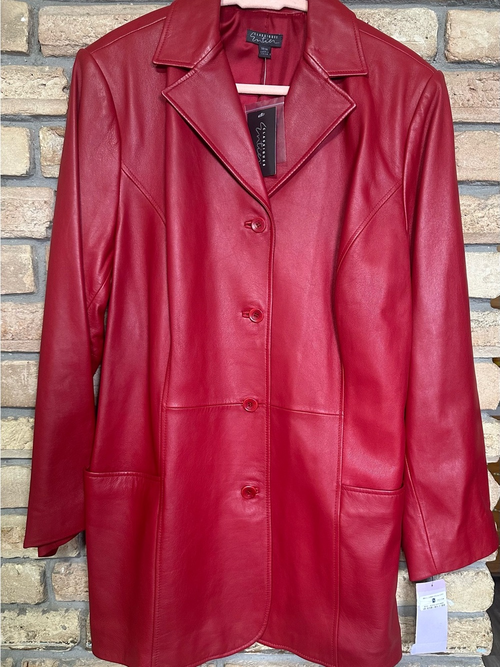 Classiques Entier Red Leather Women's Coat Size 18